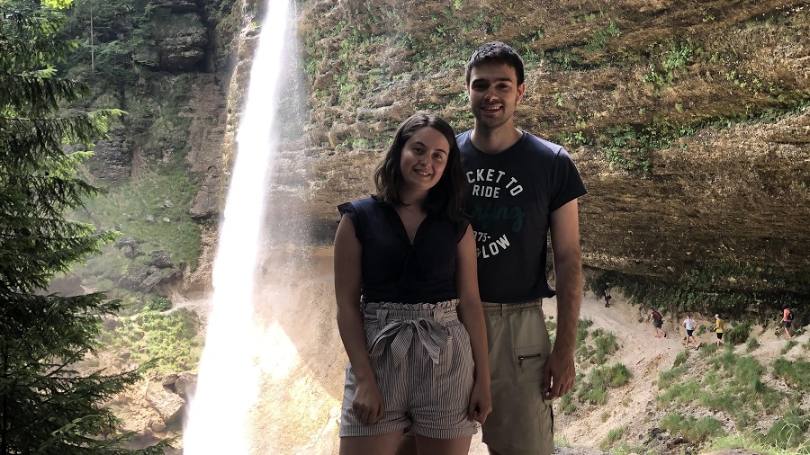 In front of Slap Pericnik waterfall